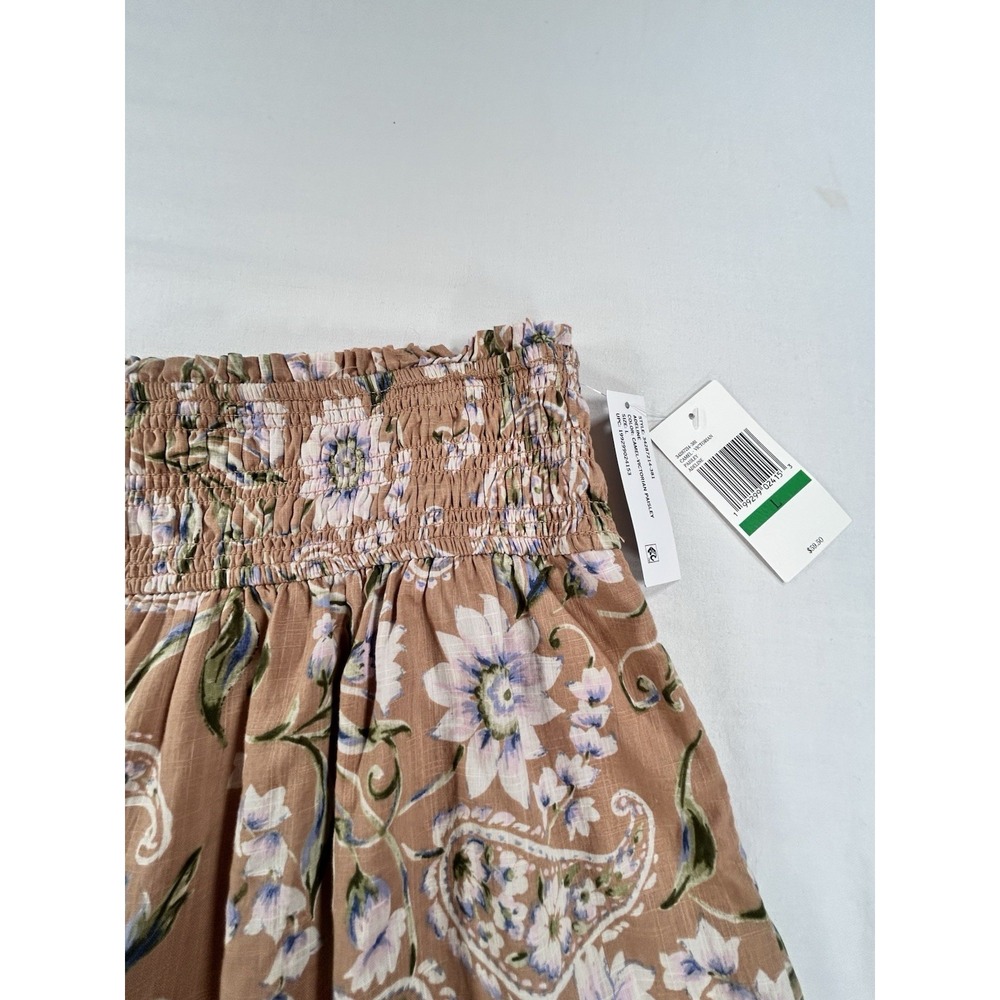 NEW Jessica Simpson Adeline Skirt L Camel Orange Paisley Floral Print Lined $60 - Picture 2 of 9